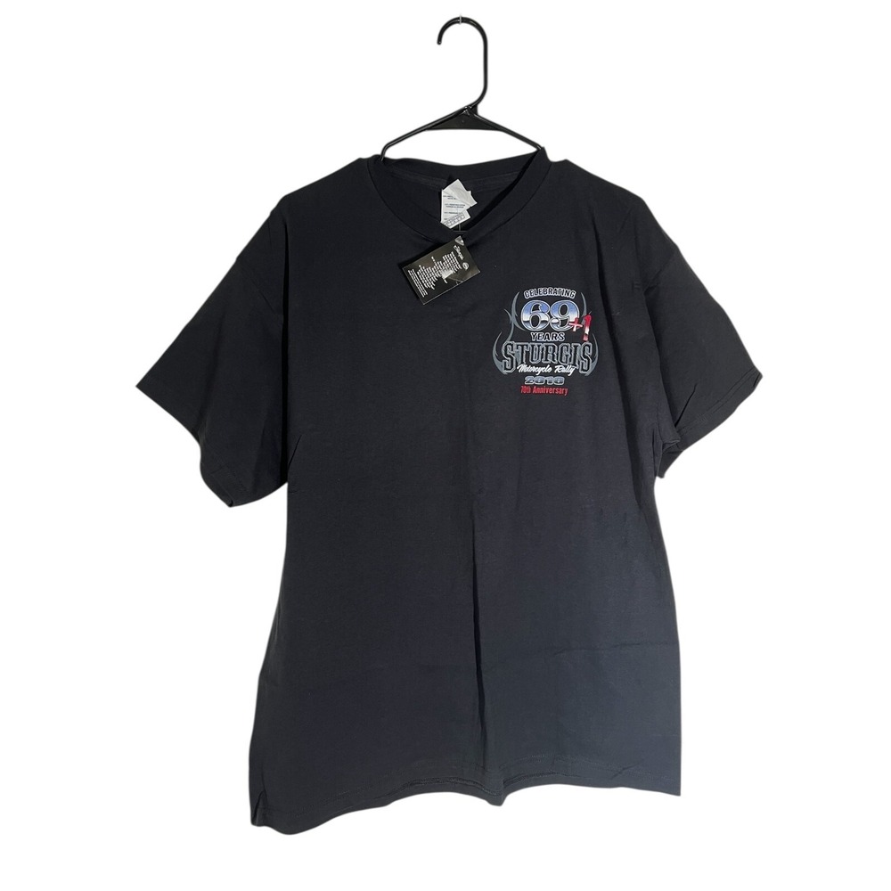 2010 Harley Davidson Sturgis 70th Rally T Shirt Size L NWT Black Skeleton